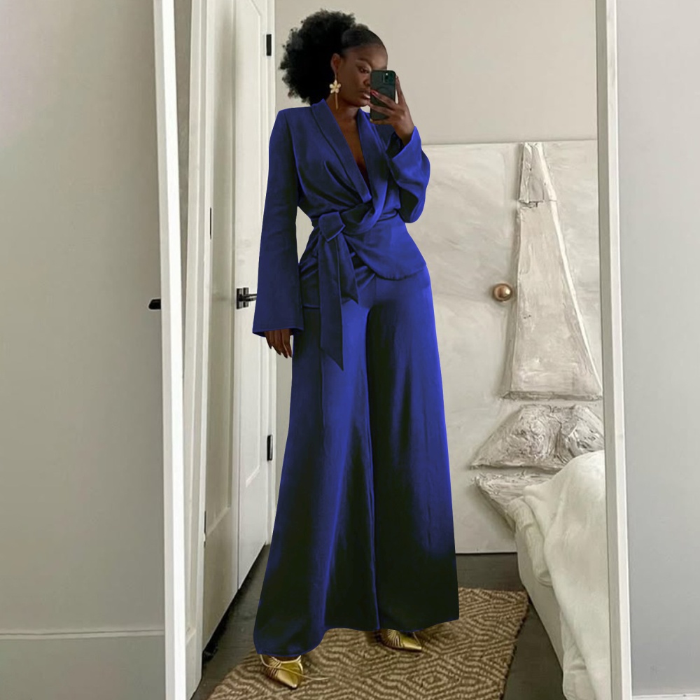 European style wide leg pants business suit a set for women