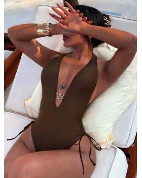 Sandy beach bikini conjoined high waist swimwear for women