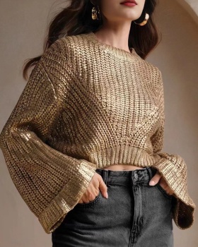 Slim long sleeve loose tops pure autumn temperament sweater