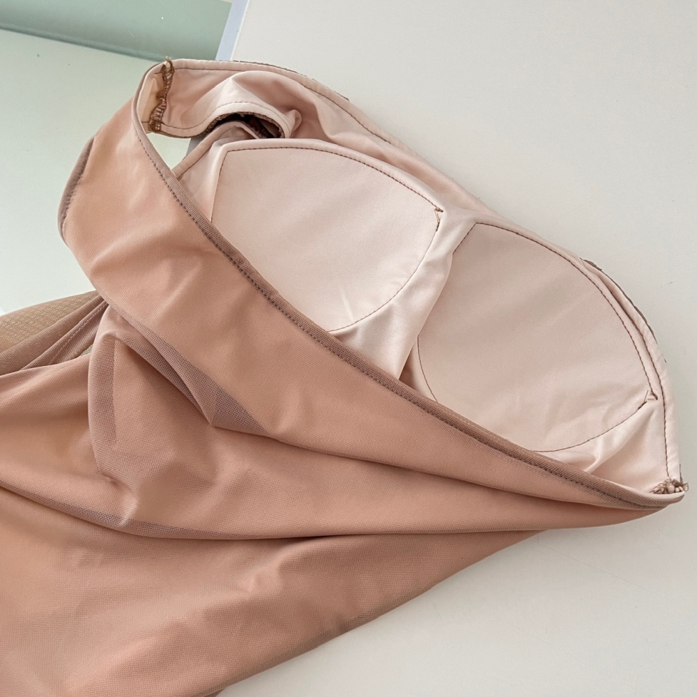 France style shoulder T-back gauze with chest pad dress
