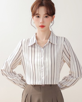 Unique France style stripe tops chiffon temperament shirt