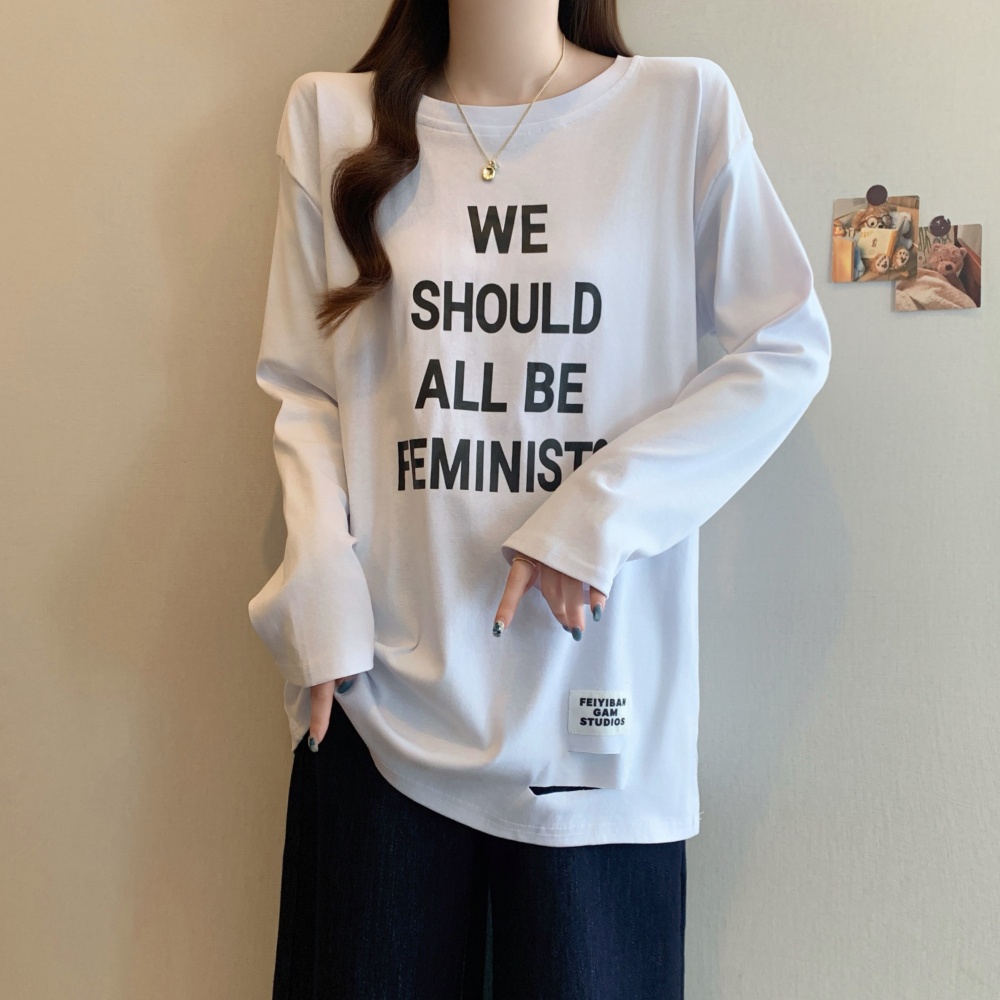 Holes bottoming shirt autumn tops for women