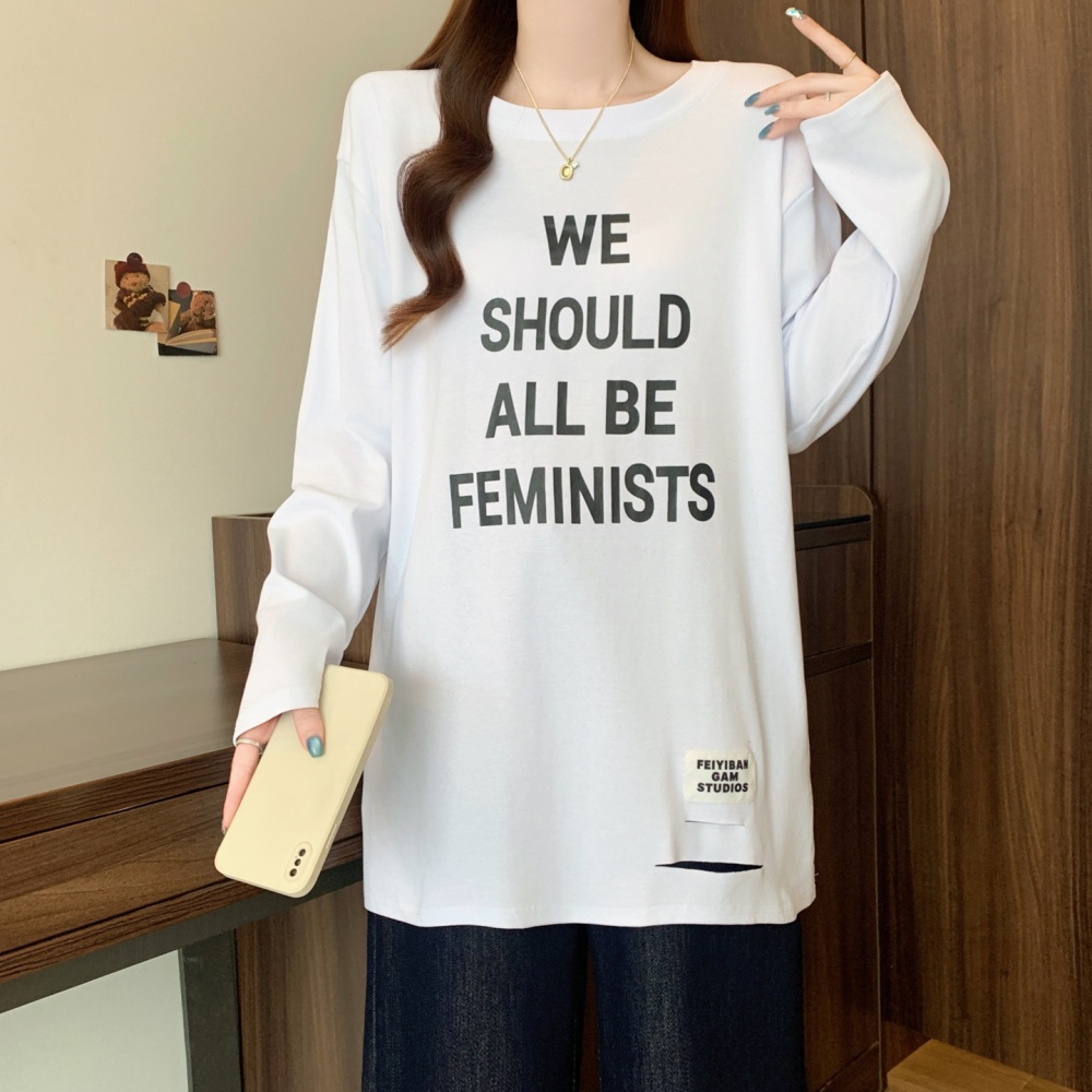 Holes bottoming shirt autumn tops for women