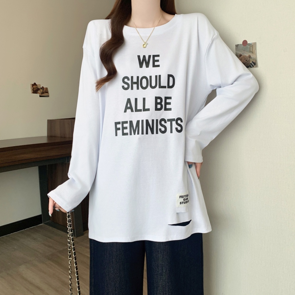 Holes bottoming shirt autumn tops for women