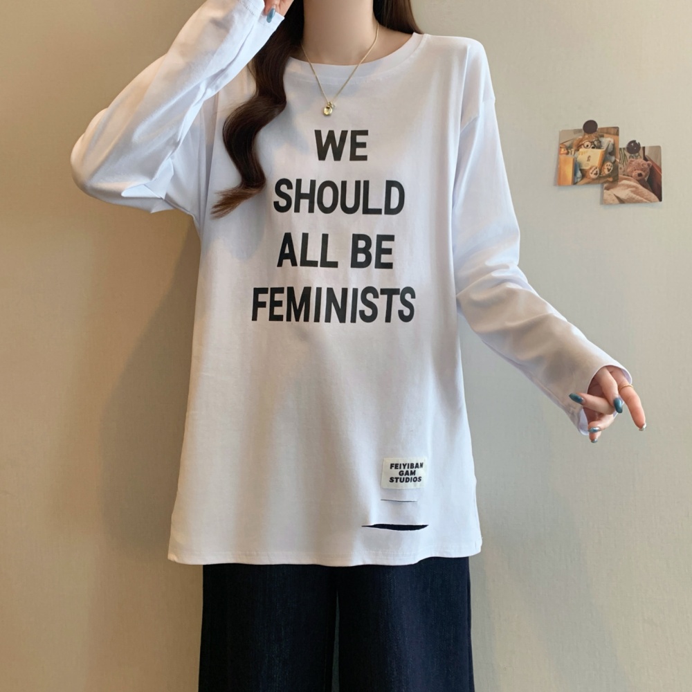 Holes bottoming shirt autumn tops for women