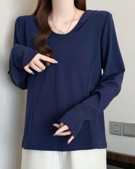 Simple U-neck bottoming shirt slim T-shirt for women
