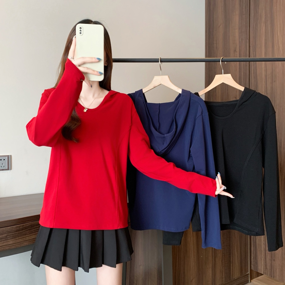 Simple U-neck bottoming shirt slim T-shirt for women