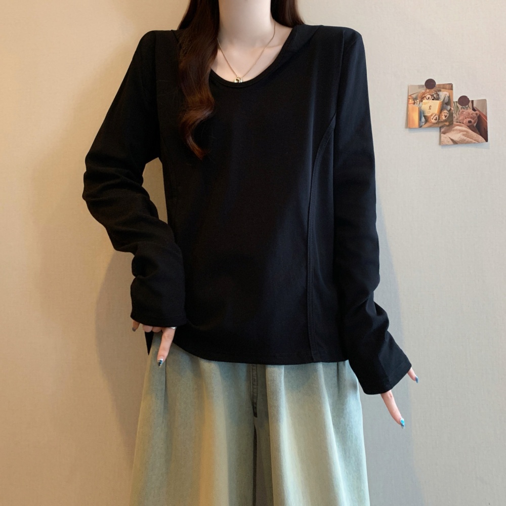 Simple U-neck bottoming shirt slim T-shirt for women