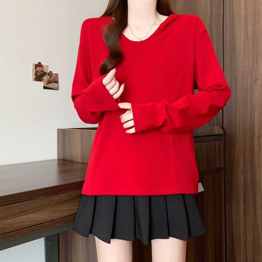 Simple U-neck bottoming shirt slim T-shirt for women