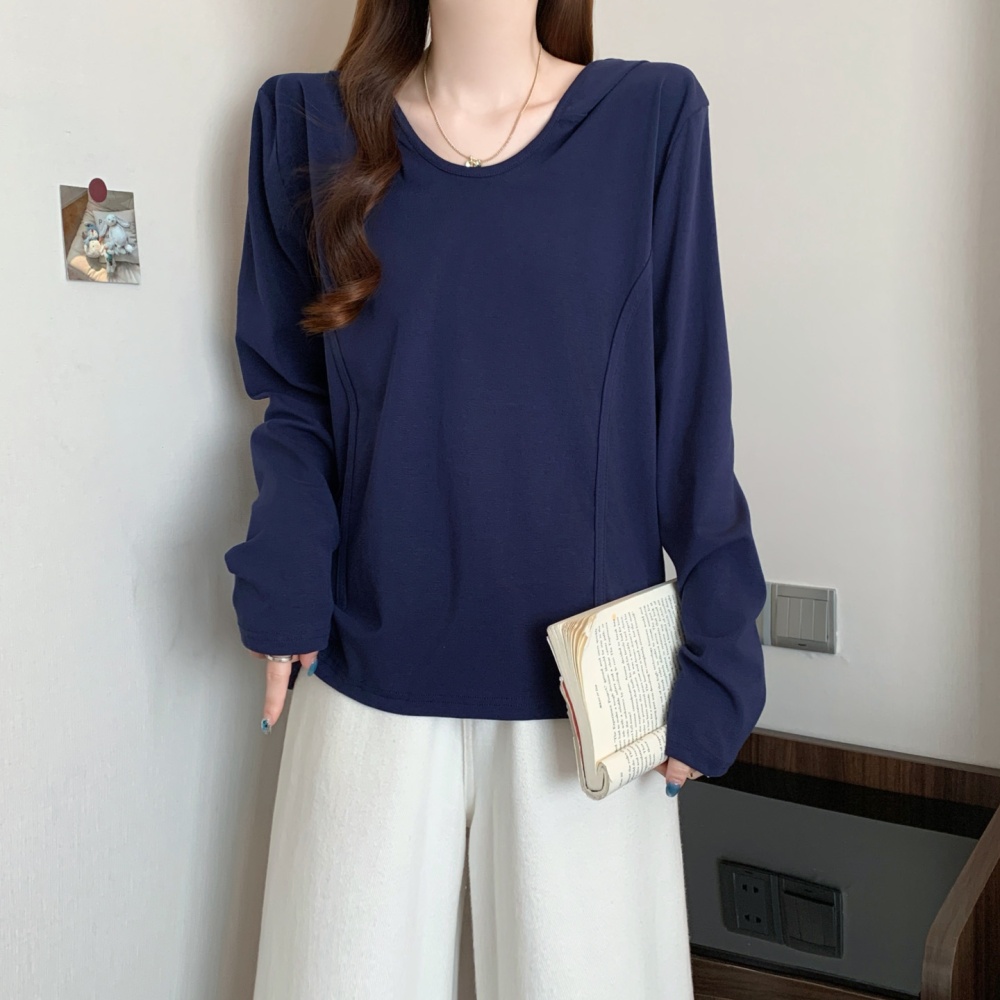 Simple U-neck bottoming shirt slim T-shirt for women