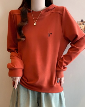Embroidery all-match long sleeve shirts loose slim hoodie