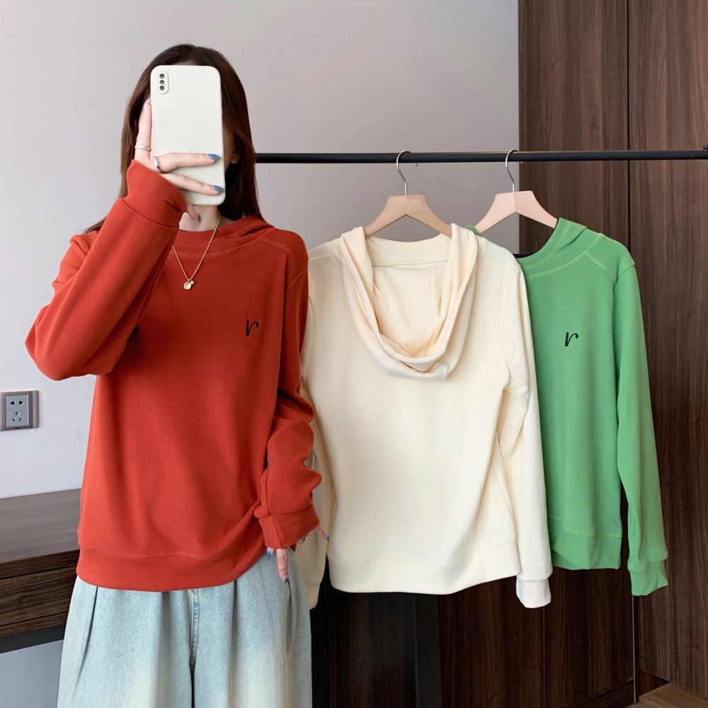 Embroidery all-match long sleeve shirts loose slim hoodie