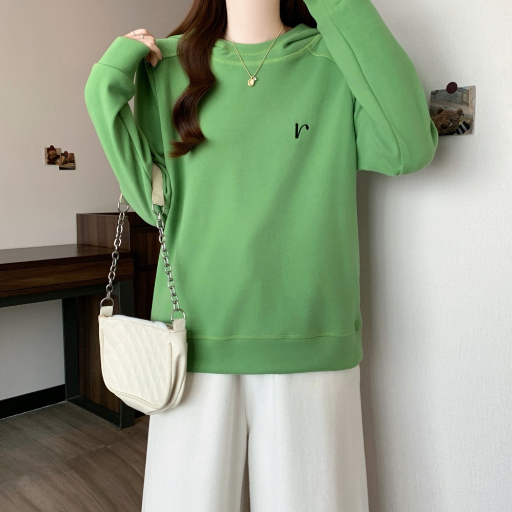 Embroidery all-match long sleeve shirts loose slim hoodie