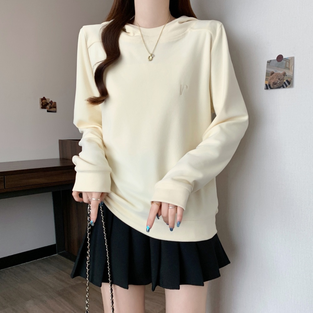 Embroidery all-match long sleeve shirts loose slim hoodie