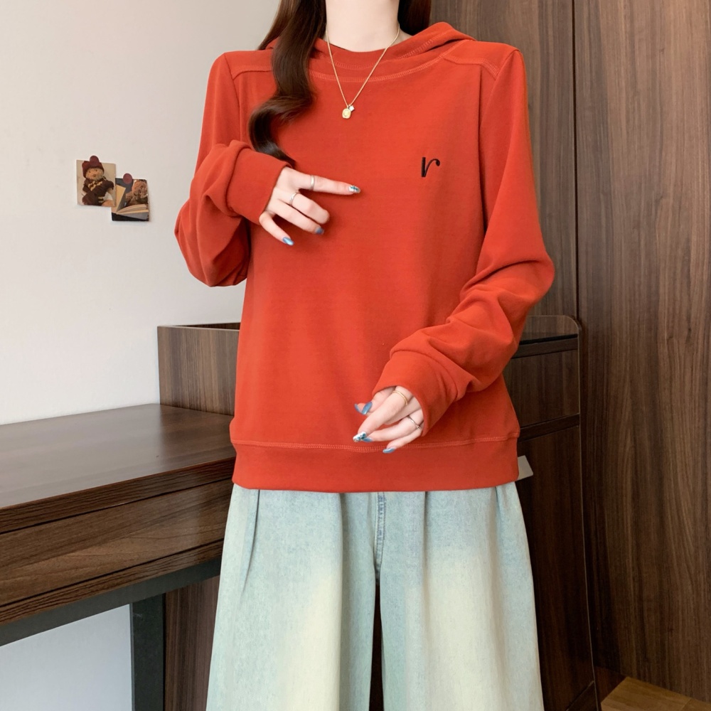 Embroidery all-match long sleeve shirts loose slim hoodie