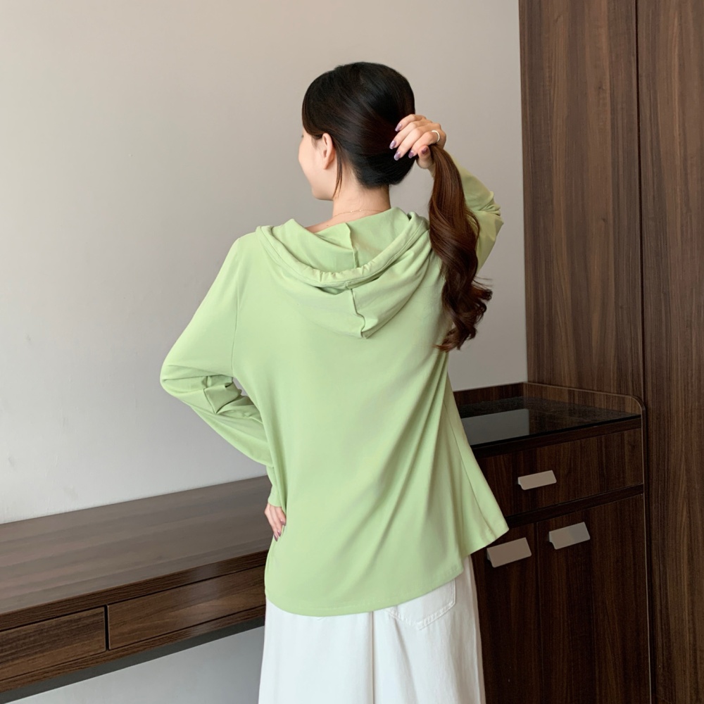 Autumn hooded long sleeve hoodie slim pure T-shirt for women