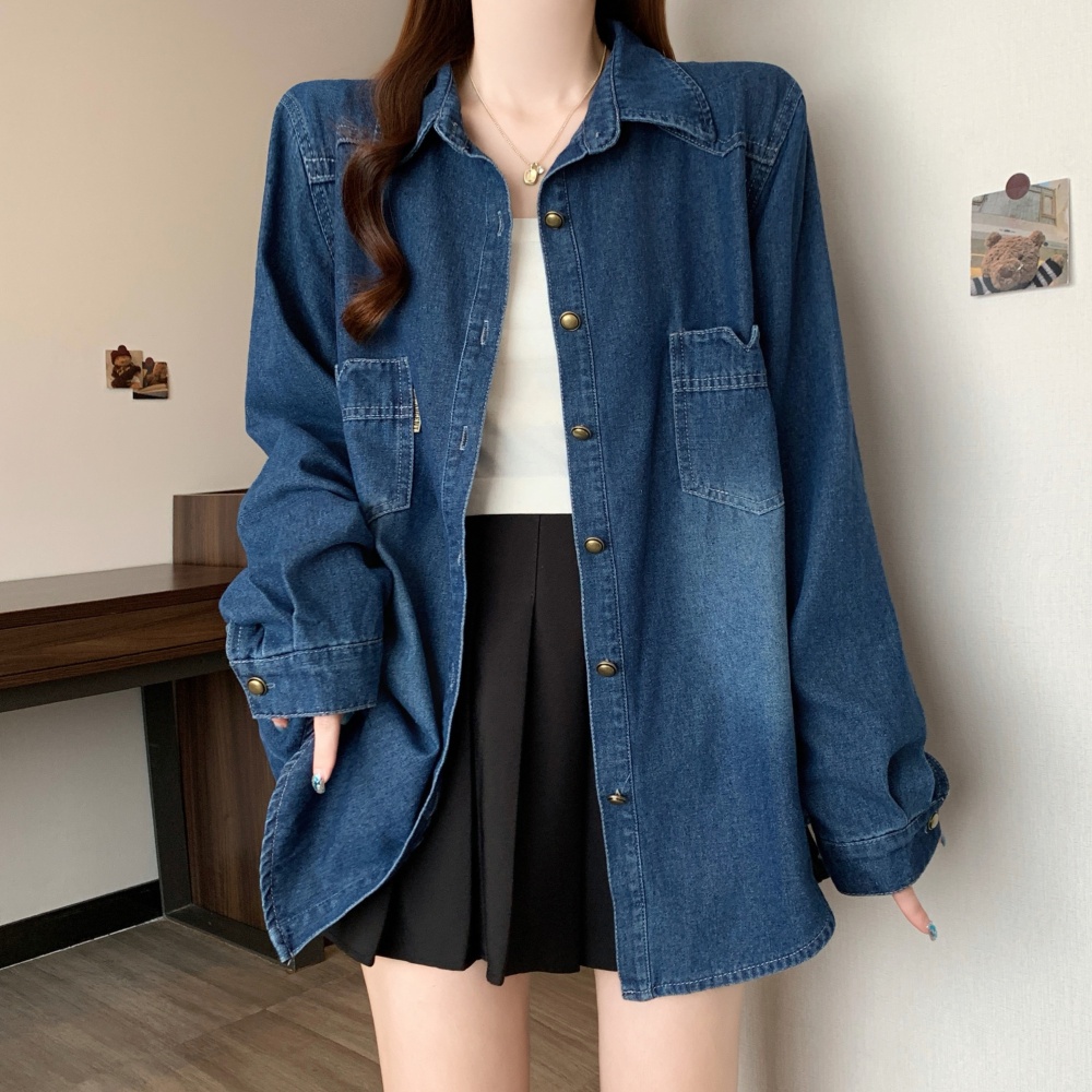 Casual denim coat all-match loose bottoming shirt
