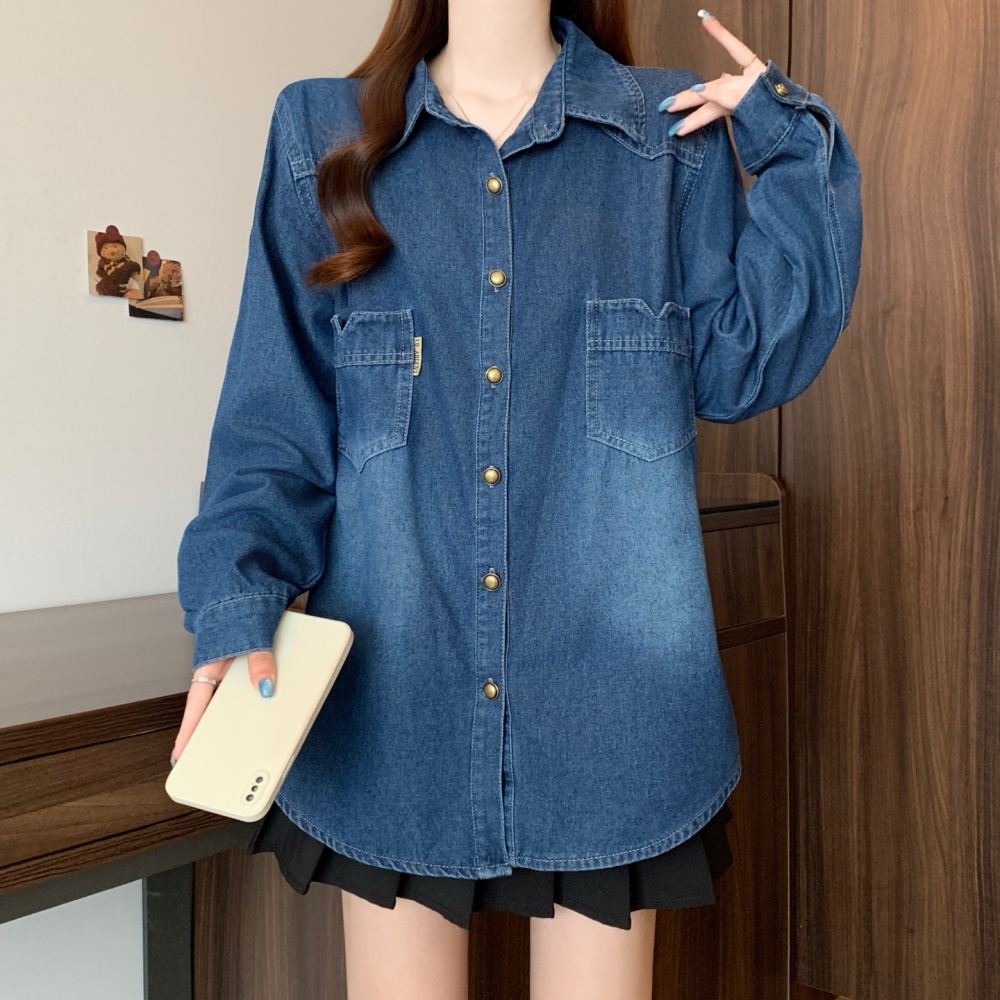 Casual denim coat all-match loose bottoming shirt