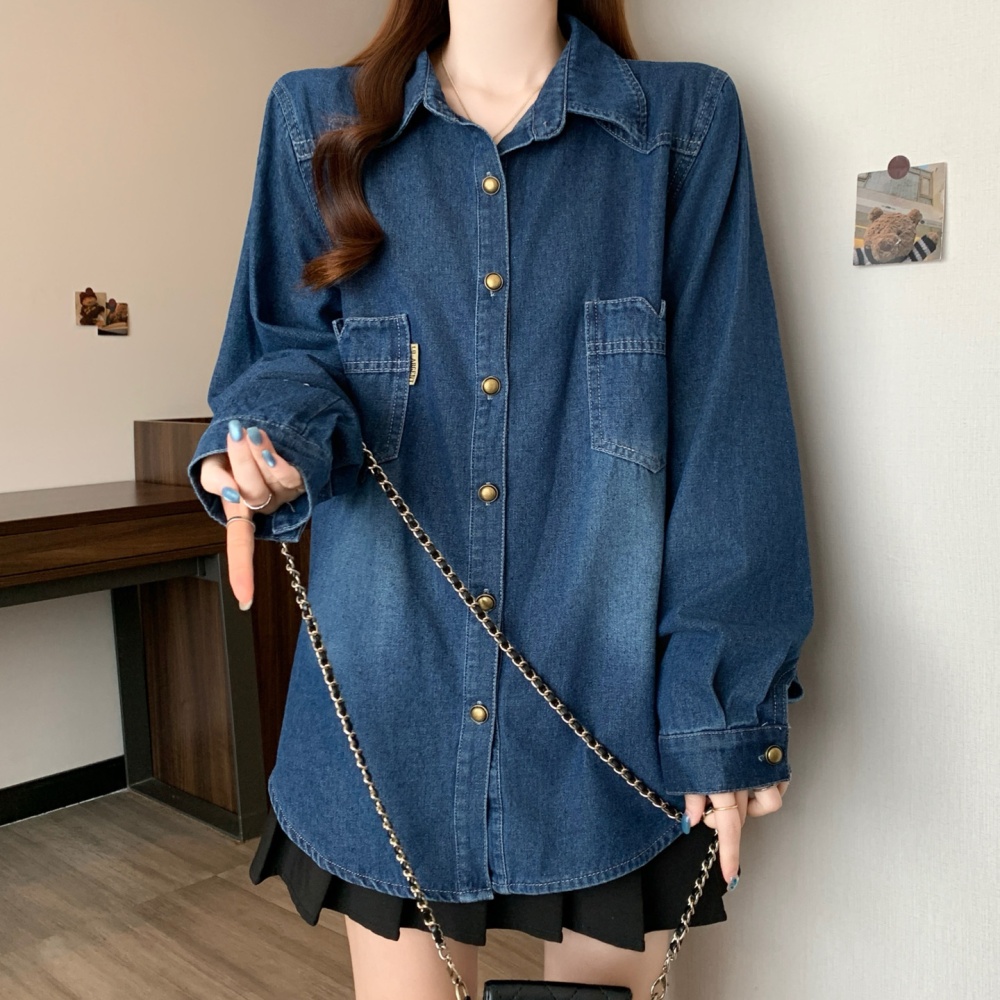 Casual denim coat all-match loose bottoming shirt
