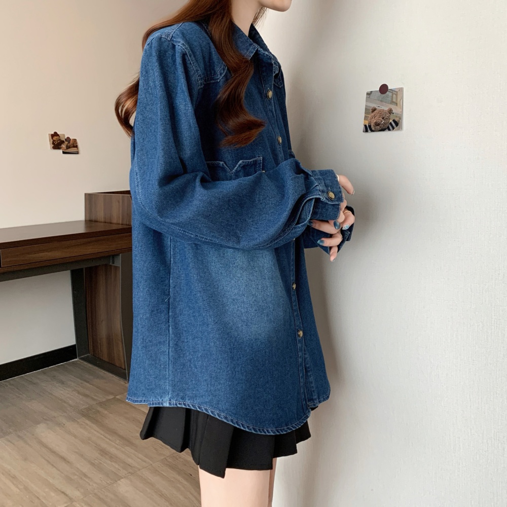 Casual denim coat all-match loose bottoming shirt