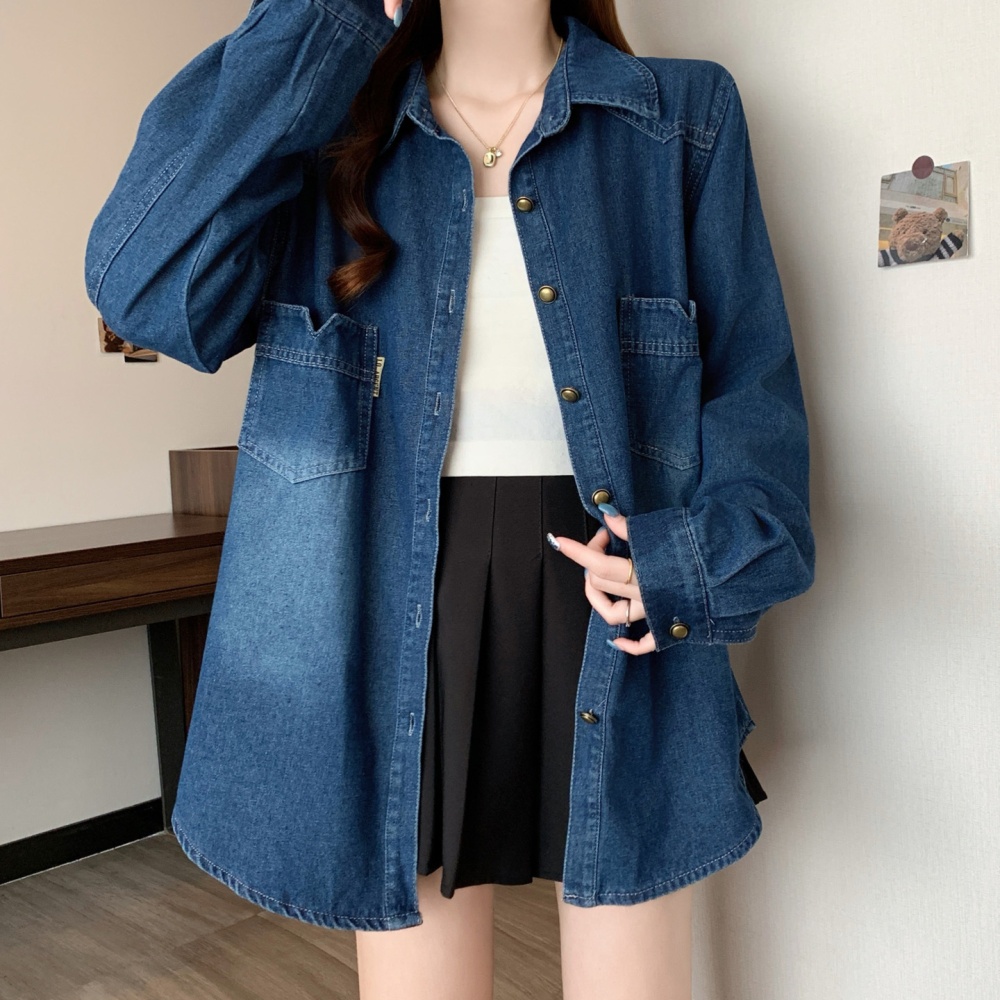 Casual denim coat all-match loose bottoming shirt