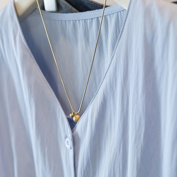 Temperament shirt pinched waist tops for women