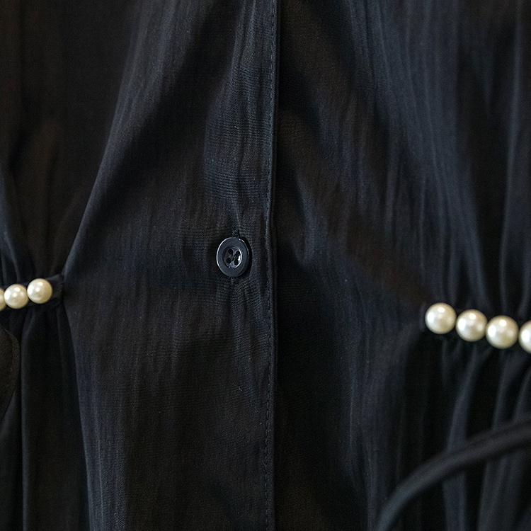 Temperament shirt pinched waist tops for women