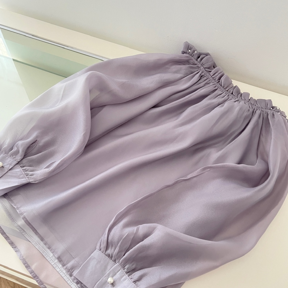 Long sleeve tops lotus leaf edges shirt for women