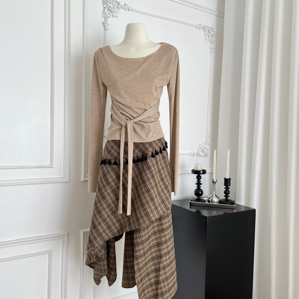 Thin knitted tops summer skirt a set for women