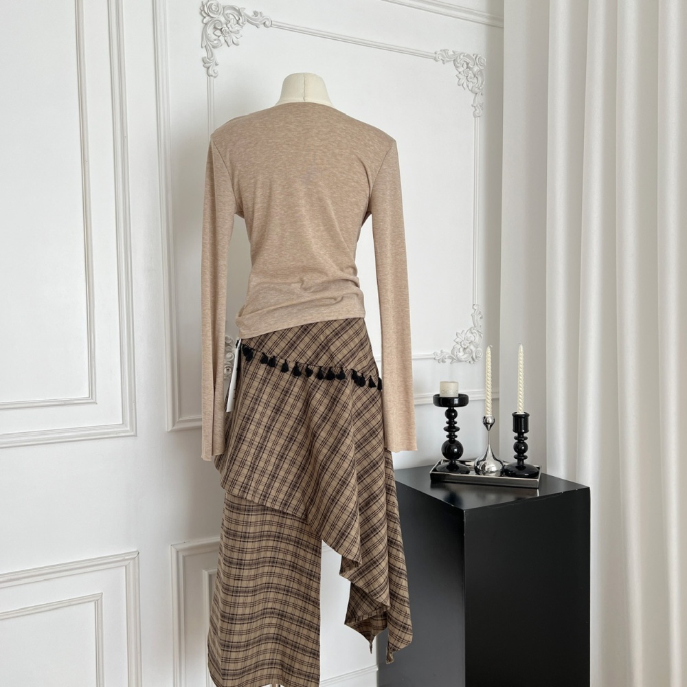 Thin knitted tops summer skirt a set for women