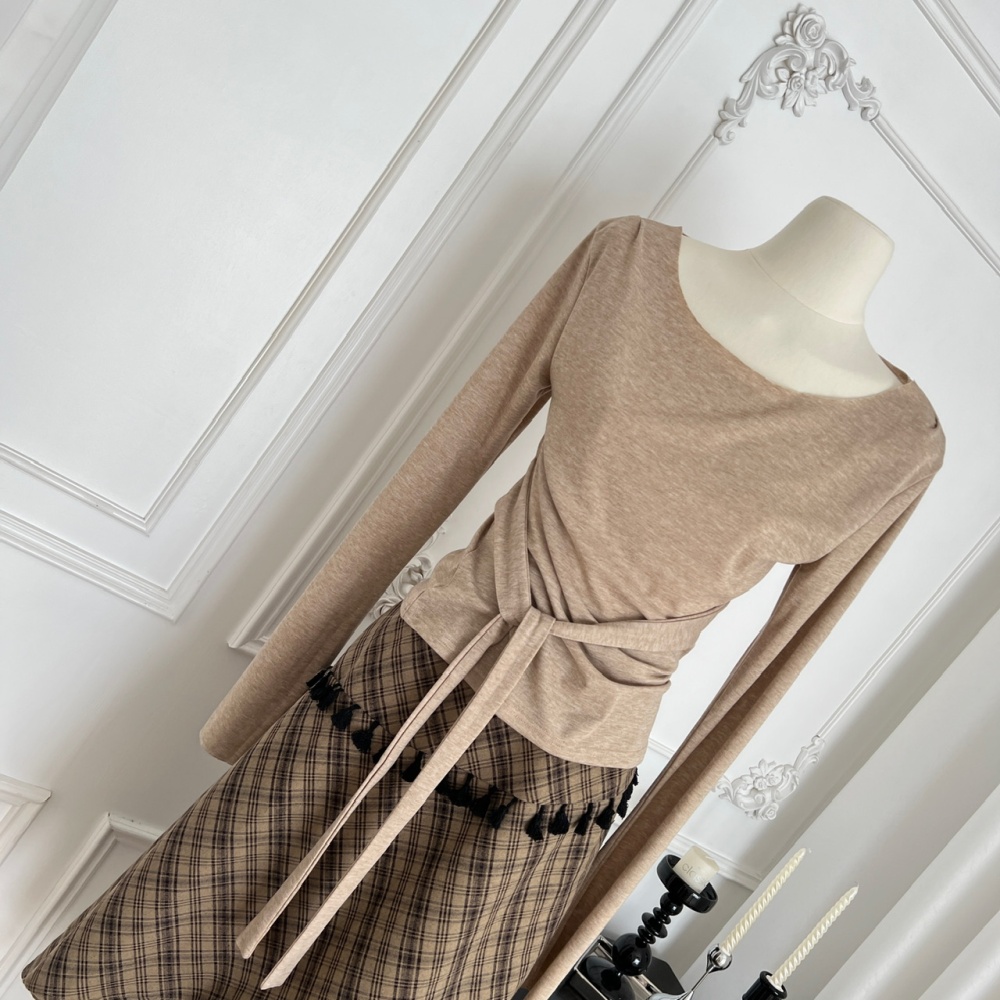 Thin knitted tops summer skirt a set for women