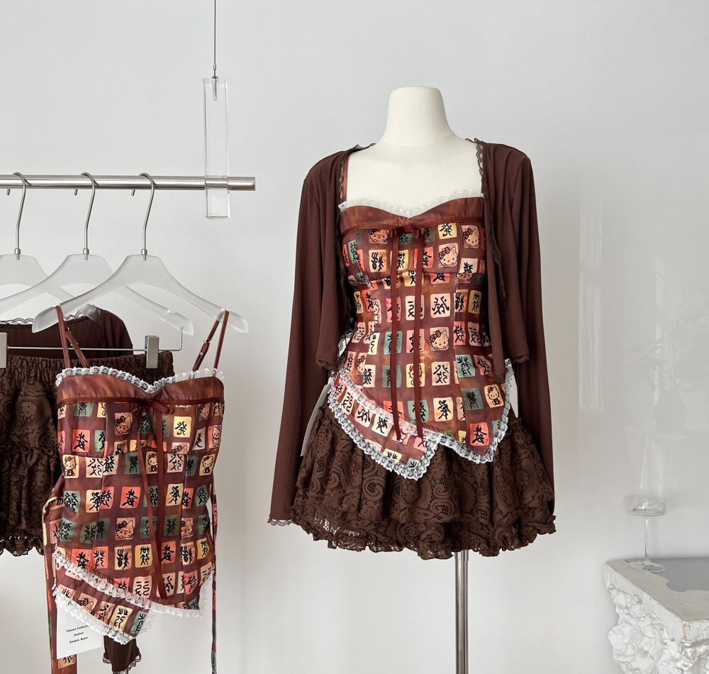 Sling Casual vest summer short skirt 3pcs set