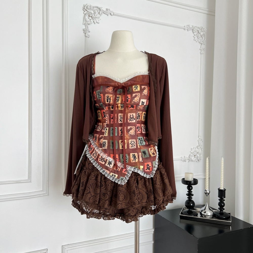 Sling Casual vest summer short skirt 3pcs set