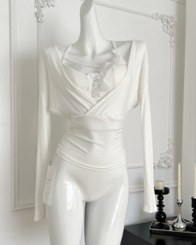 Spicegirl thin lace T-shirt pinched waist slim halter tops