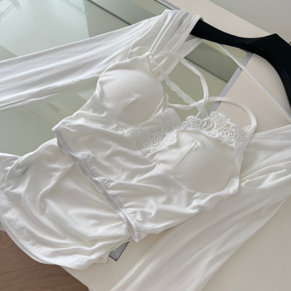 Spicegirl thin lace T-shirt pinched waist slim halter tops