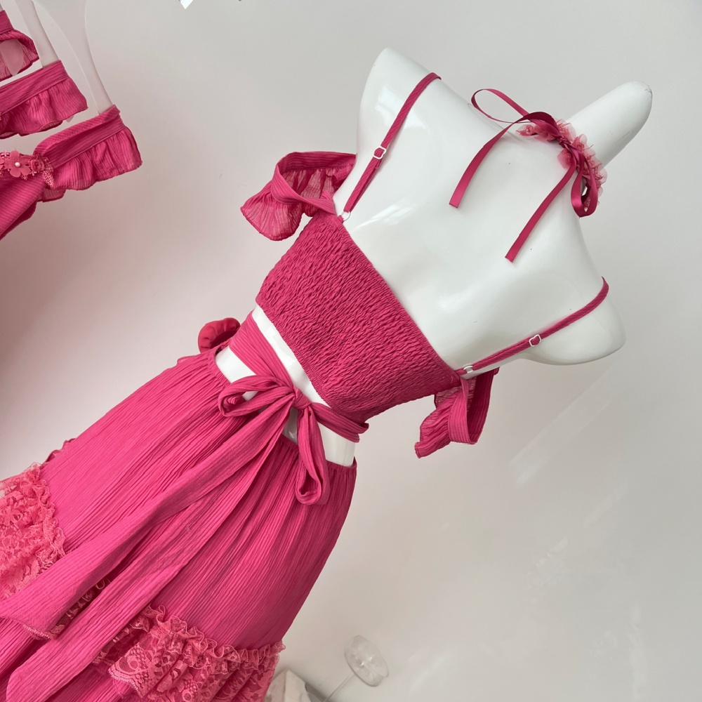 Summer pinched waist long dress sweet dress for women