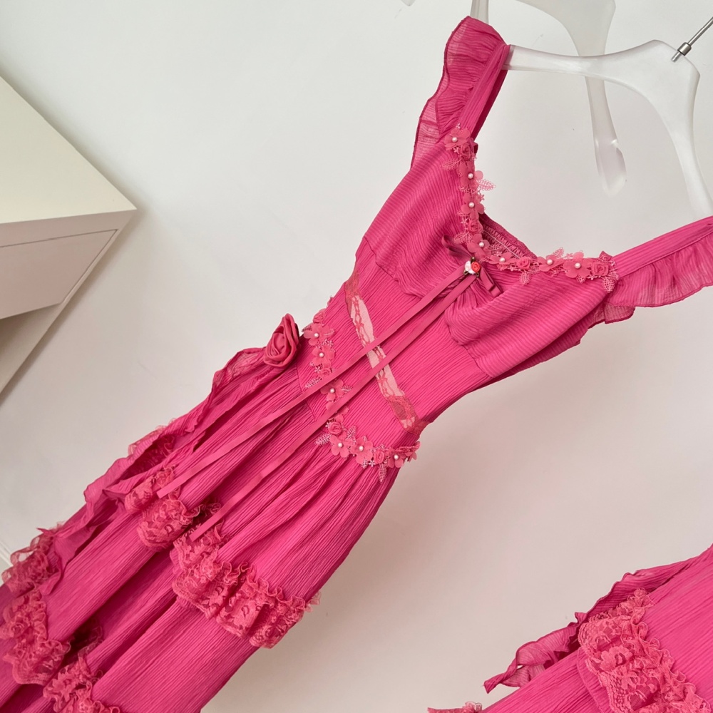 Summer pinched waist long dress sweet dress for women