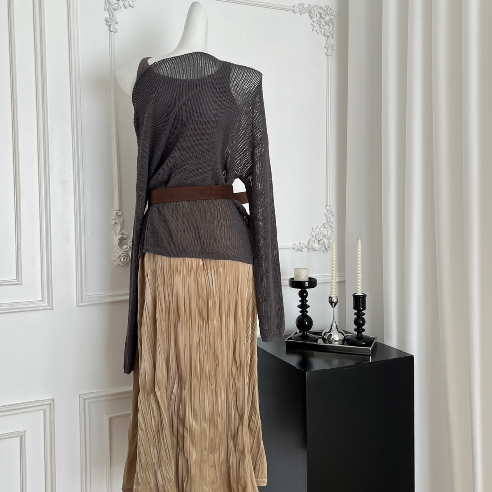 Velvet autumn temperament vest knitted sling tops 3pcs set