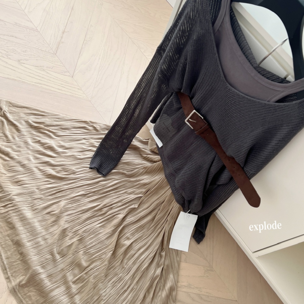 Velvet autumn temperament vest knitted sling tops 3pcs set