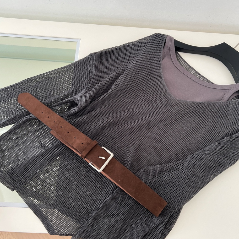 Velvet autumn temperament vest knitted sling tops 3pcs set