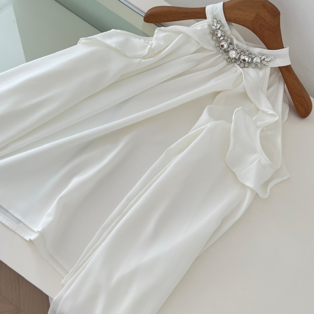Hollow lotus leaf edges shirt France style tops for women