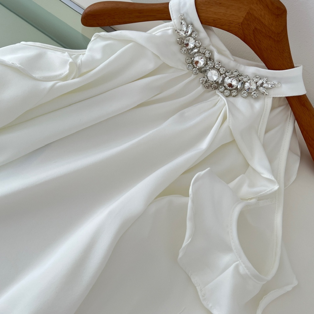 Hollow lotus leaf edges shirt France style tops for women