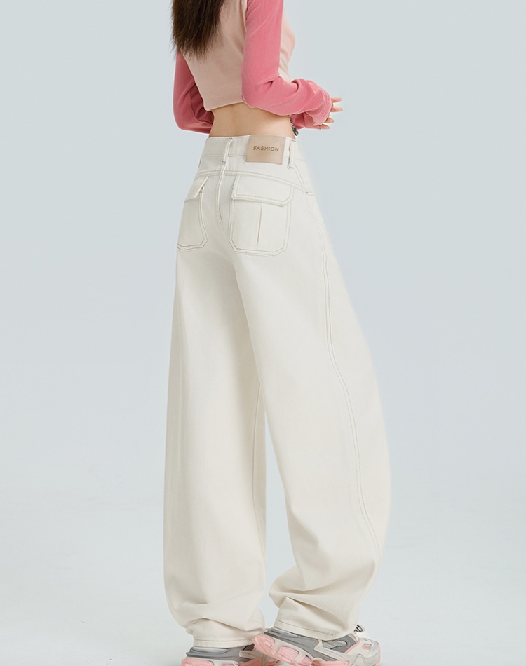 Autumn high waist loose jeans wide leg mopping pants for women