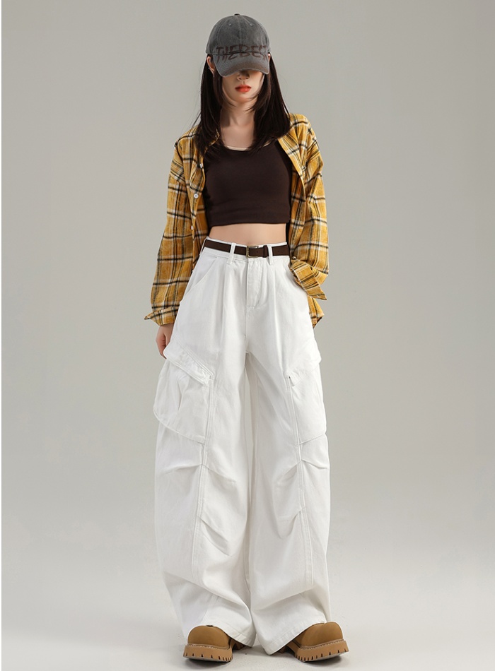 Wide leg loose long pants lengthen khaki jeans for women