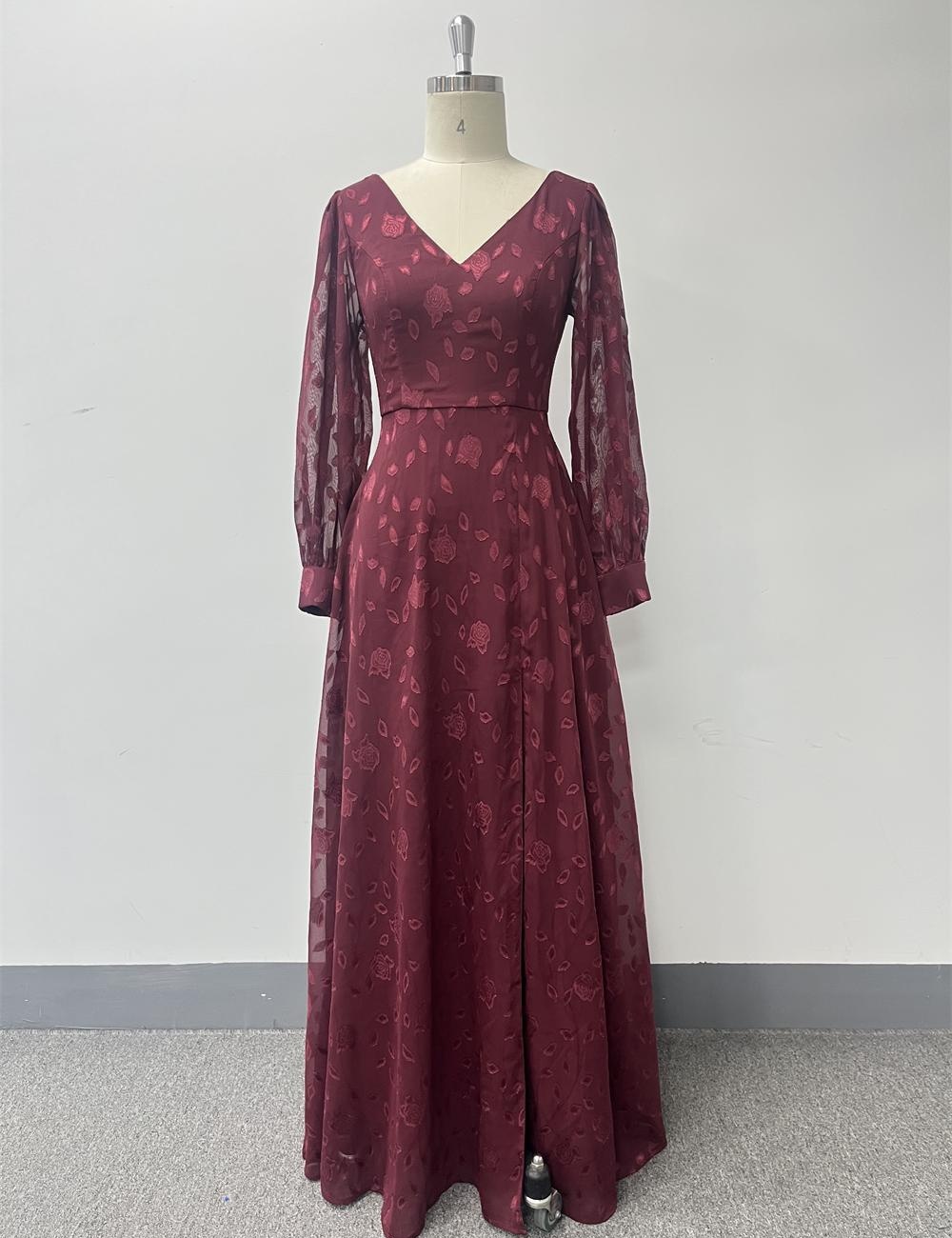 Lace high split dress European style formal dress