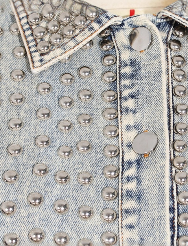 Tassels loose denim jacket metal autumn coat for women