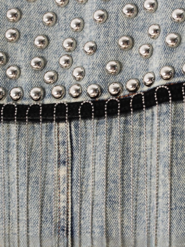 Tassels loose denim jacket metal autumn coat for women