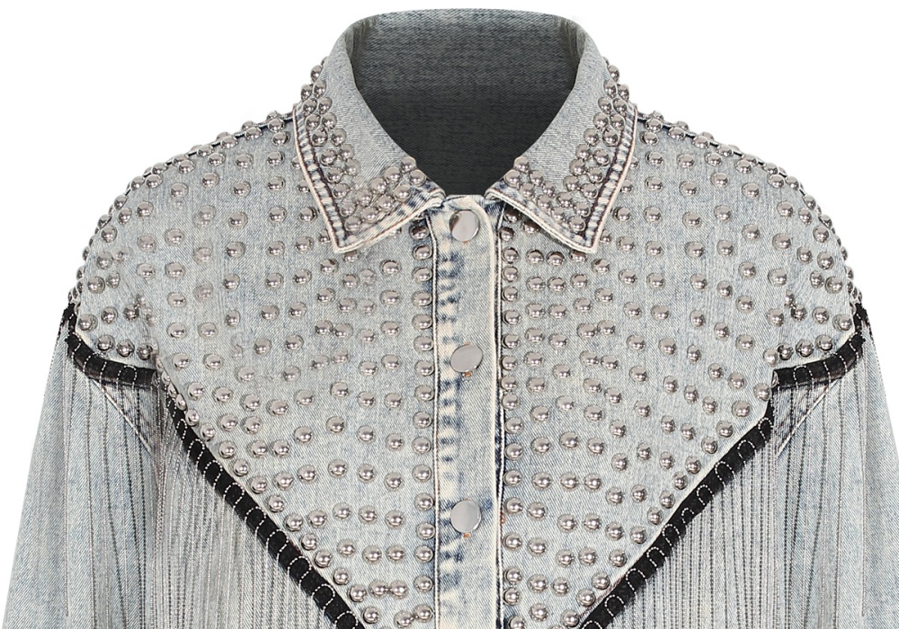 Tassels loose denim jacket metal autumn coat for women