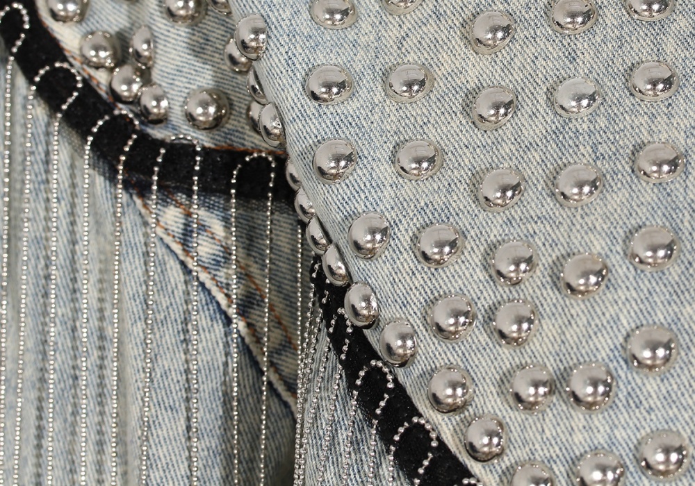Tassels loose denim jacket metal autumn coat for women