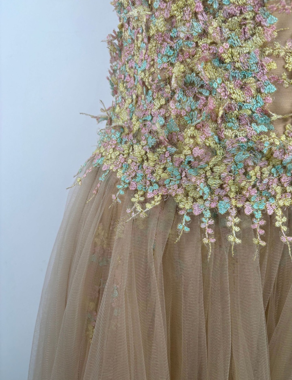 Lace flowers evening dress pinched waist slim long dress